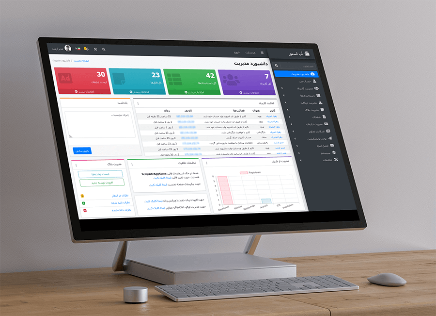داشبورد مدیریت